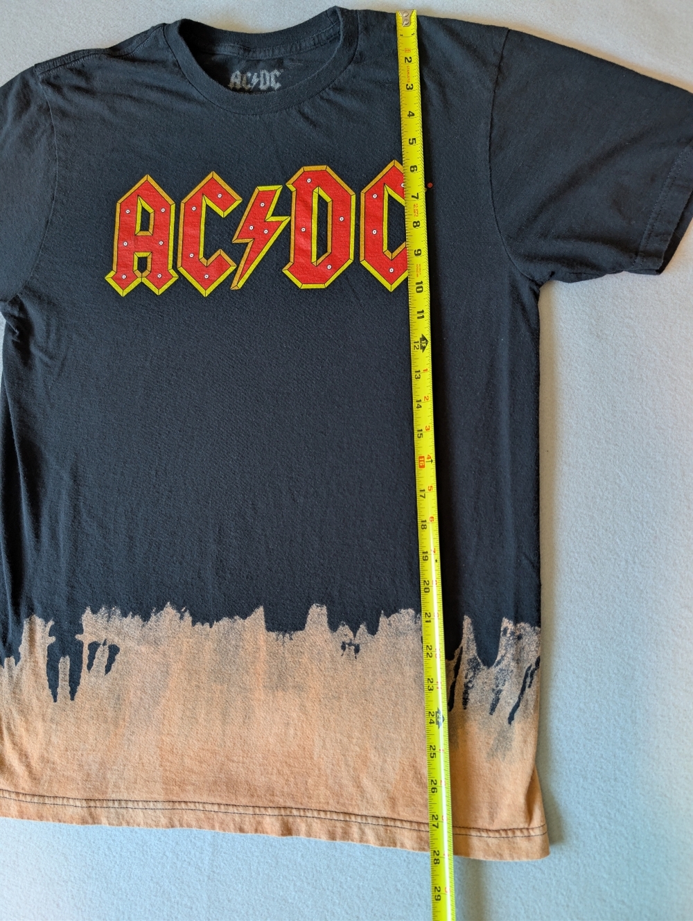 AC/DC Logo Bleached Dip-Dye Graphic T-Shirt Sz M Alt Streetwear image 10